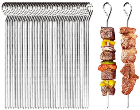 50 Stück Rouladennadeln, Schaschlikspieße Edelstahl Fleischspieße Grill Rouladenspieße 15 CM Wiederverwendbar Fleischnadel Spieße für Scharfe Hot Pot Barbecue String