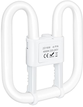 GR10Q 4-PIN 16W （Small Size: 13.3x13.3cm） Compact Fluorescent Lamp Non-Dimmable Neutral White 4000K, Recessed Ceiling Light, CFL Light Bulb, Low Energy Light Bulb, Suitable for Indoor Stair Corridors