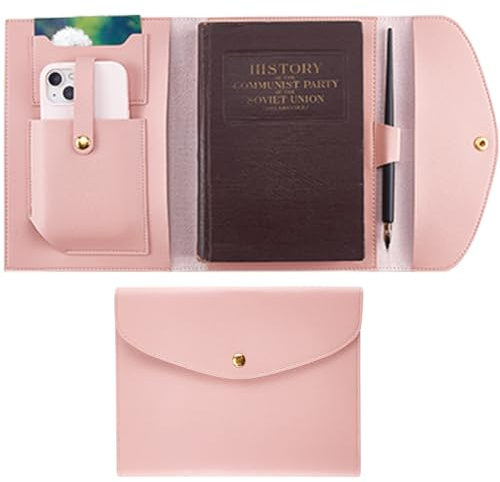 craspire Couverture de Carnet de Notes en Cuir A5 avec Emplacements pour Cartes Porte Documents en PU Rose Imperméable Porte Documents d'affaires Porte Documents en Cuir Organisateur pour Bloc Notes