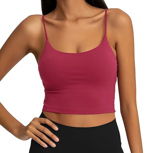 ATRACTIVOLL Débardeur de Sport pour Femmes, Débardeur de Base sans Manches, Respirant et Léger pour la Gymnastique, Débardeur Court Décontracté avec Bretelles en Spaghetti