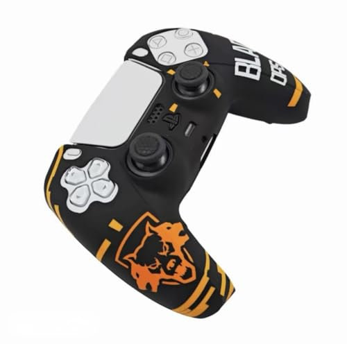 Gaming Controller Skin for PS5, BO6 with Wolf Logo, 2 Thumbgrips, Orange and Black (Controller Skin Only)