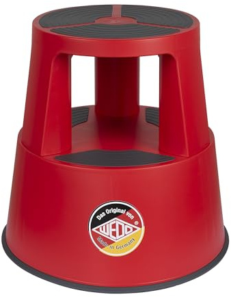 WEDO Taburete con Ruedas Super Step de plástico irrompible, con pie de Elefante, con Certificado TÜV GS, Fabricado en Alemania, Antideslizante, Altura Aprox. 43 cm, Capacidad de Carga 150 kg, Color