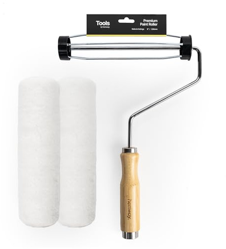 Hemway 9 Inch Bamboo Paint Roller & 2 Sleeves, Premium Mid Pile Reusable