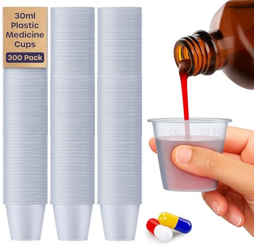 Medicine Cups - 100 Pack 30ml Disposable Small Plastic Medicine Measuring Cups - Translucent Medicine Cup for Liquid Medication, Measuring Ingredients in Cooking, Arts and Crafts