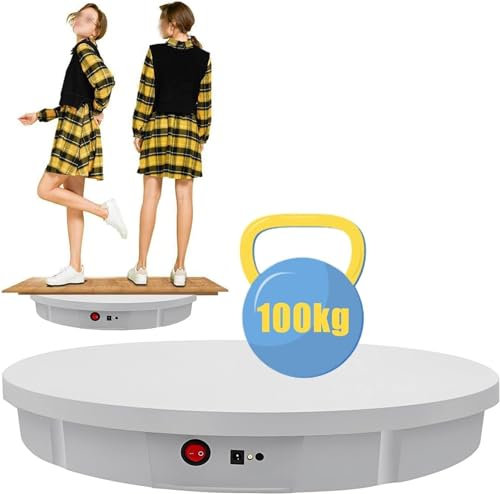 Supporto espositivo Girevole motorizzato a 360°, Piatto Girevole da 52 cm, velocità di Rotazione Regolabile, Portata 100 kg, per Fotografia, Piatto Girevole per Fotografia di Gioielli