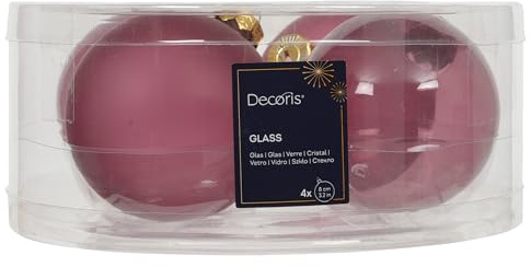 Weihnachtskugeln Glas 8cm 4 Stück - matt & glänzend transparent - Große Christbaumkugeln Weihnachtsbaumkugeln für Weihnachten - Christbaumschmuck & Weihnachtsbaumschmuck - Vintagerosa transparent