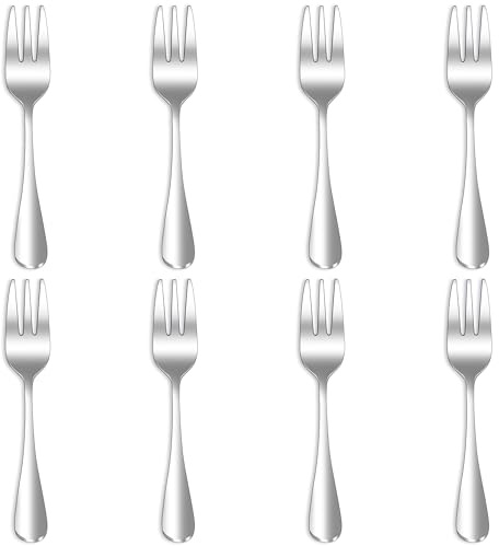 Qucher 8 Stück 14.5cm Kuchengabel,Dessertgabeln Edelstahl Set