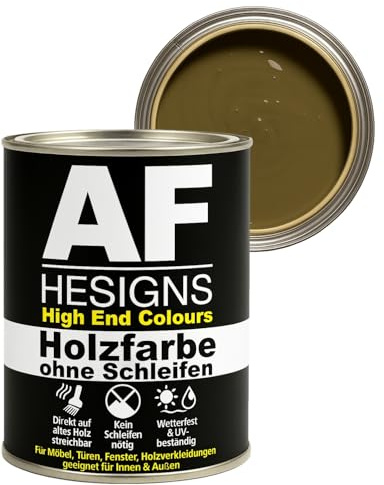 Alex Flittner Designs Peinture pour meubles sans ponçage en gris kaki RAL7008 mat satiné 750ml Vernis pour meubles Bois & Métal Intérieur/Extérieur
