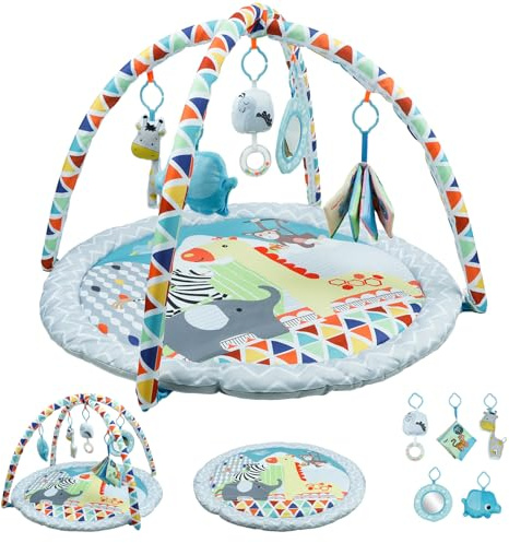 Baby Play Mat,Baby Play Gym for 0-18 Months,5 Detachable Activity Toys,Early Sensory Development Playmat,Premium Fabrics,Ideal for Newborn Tummy Time