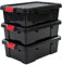 Iris Ohyama, 3er-Set, Aufbewahrungsbox, DIY, 25 L, mit Clips, stapelbar, Garage - Power Box SK-230 - Schwarz