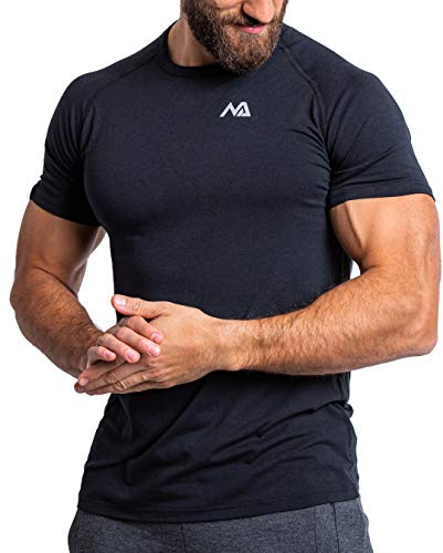 Natural Athlet T-Shirt Sport Homme Fitness Slim-Fit T-Shirt de Sport Homme Long À Séchage Rapide - Musculation, Bodybuilding und Sportswear Homme