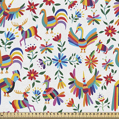 ABAKUHAUS messicano Tessuto a Metraggio, Ispirazione Naturale Art, Tessuto Decorativo per Tappezzeria e Accenti Casa, 1 m, Multicolore