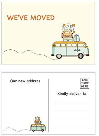 FLYING DRAGON 50 We've moved Postkarten, Umzugskarten, Adresswechselkarte, Adress-Update, Ankündigung, neues Zuhause