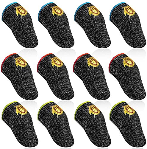 12Stück PUBG Mobile Game Finger Sleeve,Touchscreen Fingerhülse Anti-Sweat Empfindliche,0.3mm Ultradünn Finger HüLsen,Atmungsaktiv Gaming DaumenhüLlen,Professionelle FingerhüLse für Mobiltelefon Spiele