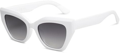 SOJOS Square Cateye Gafas de Sol Mujer Polarizadas Retro Classic Vintage Trendy Shades Sunnies Gafas de Sol SJ2235 Blanco