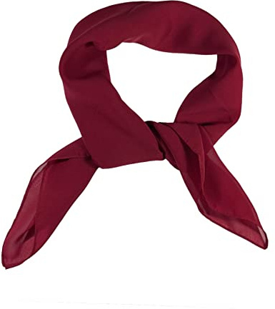 WESTEND CHOICE Square Chiffon Scarves Women Plain Neck Scarf 50s Retro lightweight Bandana Wrap Square women's scarves 65 x 65 cm (Burgundy)