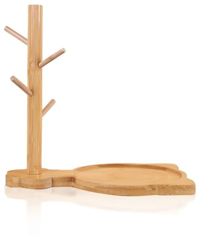 Plateau à Clés en Bois pour Table D'entrée, Décor Moderne en Résine pour Chat Fortune, Plateau Fourre-Tout avec 4 Supports de Rangement Suspendus, pour Bagues(Wooden Key Tray)