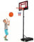 GOPLUS Basketballkorb Outdoor für Kinder Jugendliche, 90-210cm Korbhöhe verstellbar, Basketballständer tragbar mit Rollen, Basketballkorb mit Ständer und 76x50cm Rückwand (Rot)