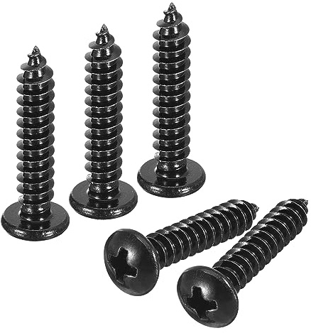 sourcing map Phillips Pan Head Self-tapping Screw 5mm x 25mm Black 50pcs | 304 Stainless Steel,Round Head,Wood Screw,Full Thread