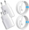 USB C Ladekabel,2er-Pack 25W Samsung USB C Ladegerät mit Schnellladekabel 2M, Original Schnellladegerät mit Kabel für Samsung Galaxy S24/S23/S22/S21Ultra/ S21+/ S20 /Note20 /S10/S9(White)