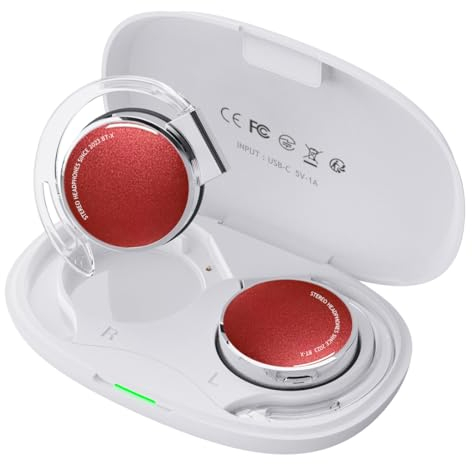 Clip on Auriculares Bluetooth V5.3, Deportes Inalámbricos Auriculares Bluetooth Auriculares On-Ear con Luz de Respiración, Auriculares Bluetooth con 4 Micrófonos, Ajuste Cómodo, Auriculares con Gancho