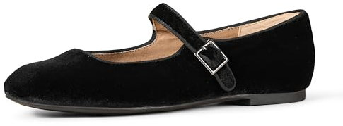 Amazon Essentials Damen Mary-Jane-Ballerina, Schwarz Samt, 44.5 EU