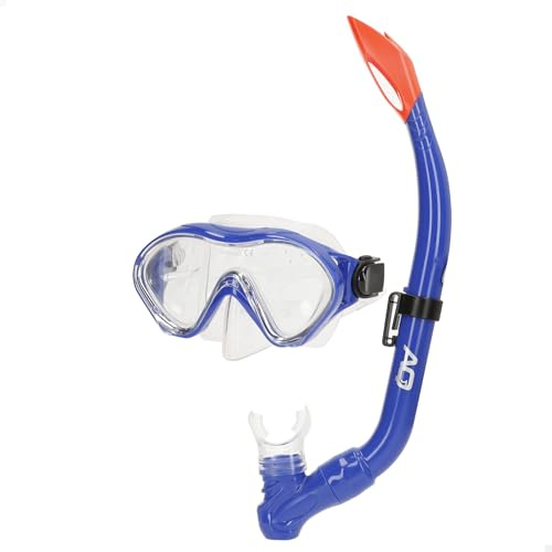 AKTIVE Aqua Sport Gafas de Buceo con Tubo niños, Sello Silicona, Látex Free, Lentes de Cristal Templado, Fácil Ajuste, Ángulo de visión 150º, Hipoalergénico, +7 años (54250)