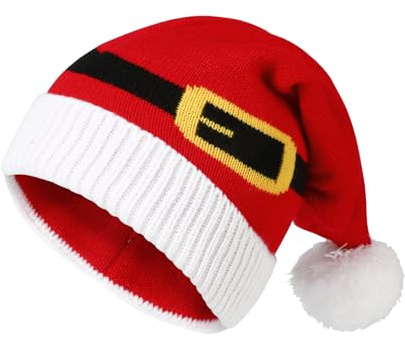 TAGVO Gorro Navideño para Adultos Niño, Gorro Santa Claus Sombreros Navideño de Invierno Gorro de Papá Noel Roja para Fiesta Festiva de Año Nuevo