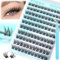 Self Adhesive Lashes Clusters Kit Natural Self Adhesive Cluster Eyelash Extensions Kit Reusable Wispy Cluster Lashes No Glue Needed Fluffy D Curl Individual Lashes Kit With Tweezers 10-16MM by Zegaine