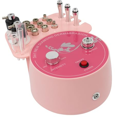 3 en 1 Microdermabrasion, dispositivo de dermoabrasión facial con 9 puntas de diamante y 3 varillas, dispositivo de microdermoabrasión para salones de belleza, centros de salud y salones