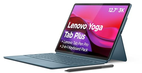 Lenovo Yoga Tab Plus – Tablet IA 12.7 3K (Qualcomm Snapdragon 8 Gen 3, 16 GB RAM, 256 GB UFS 4.0, 144 Hz, Wi-Fi 7, Bluetooth 5.4, Android 14) Tidal Teal - Incluye Teclado + Pen