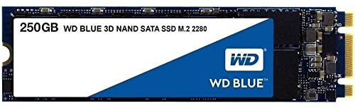 Western Digital WDS250G2B0B WD Blue 3D NAND Internal SSD M.2 SATA, 250 GB - Black
