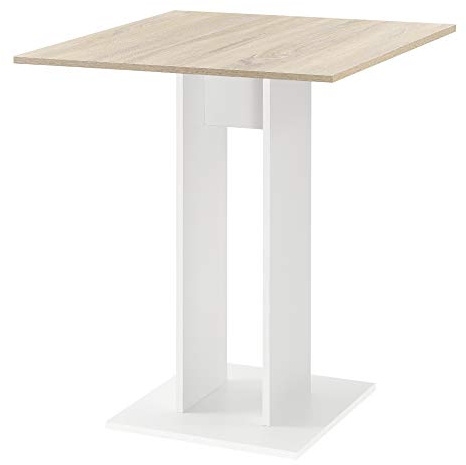 [en.casa] Küchentisch 'Lindesnes' Quadratisch 65 x 65 x 78 cm Säulentisch Esszimmertisch aus Spanplatte Speisetisch Tisch Eiche/weiß
