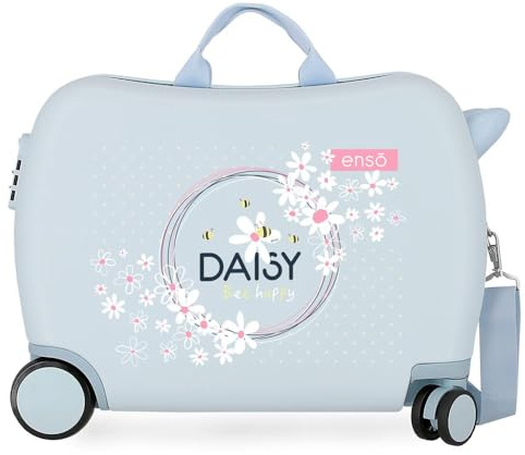Enso Daisy Valise pour Enfant Bleu 50 x 38 x 20 cm Rigide ABS Fermeture à Combinaison latérale 34 1,8 kg 4 Roues Bagage à Main