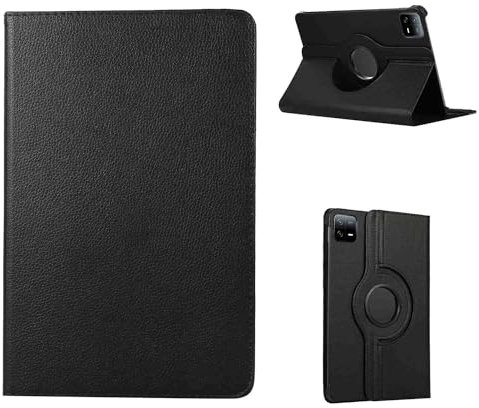 Wigento Für Xiaomi Pad 6 / Pad 6 Pro 11 Zoll Schwarz 360 Grad Rotation Kunstleder Hülle Cover Tablet Tasche Case Etuis Neu