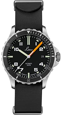 Laco Scorpion Sports Watch, Automatic Watch, Stainless Steel Case, Sapphire Glass, Waterproof, Made in Germany, Himalaya 39 Rb, Strap.