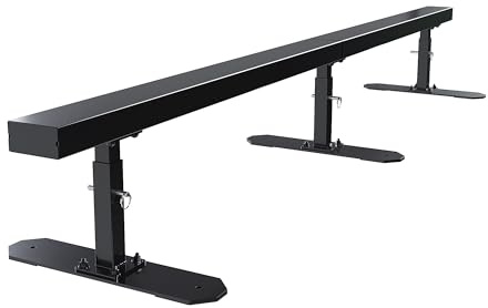 KUAFU 6ft Long Flat Bar Skate Rail, Portable Skateboard Ramp Grind Rail, Detachable Skatepark Grind Rail, for BMX, Scooters, Snowboard and Roller Skating - Adjustable Height