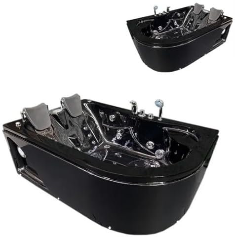 Bagno Italia Bañera de hidromasaje negro 170x115 cm para dos personas 15 hidrochorros versión derecha e izquierda
