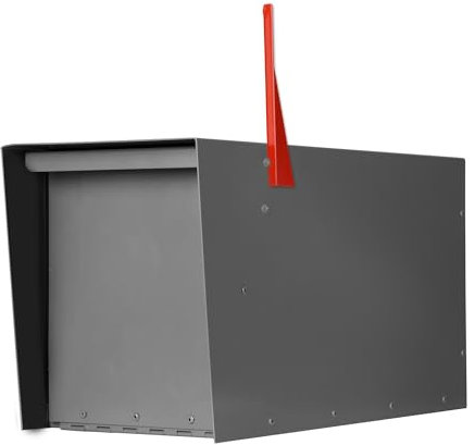 Ilyapa Buzón moderno para montaje en poste, color gris con puerta gris, acero recubierto de polvo, buzón impermeable para paquetes, con puerta de cierre magnético empotrada