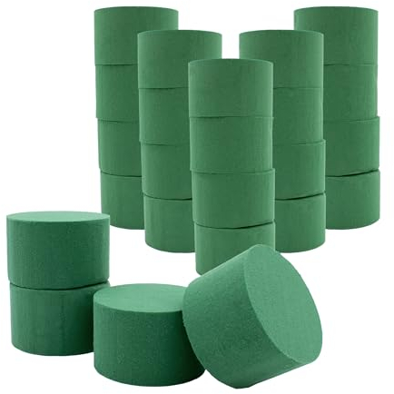 Spetebo Blumen Steckschaum rund 24 Stück - 8 x 5 cm - Steckmasse grün für Frischblumen - Floristik Nasssteckschaum Blumensteckschaum Steckmoos Steckschwamm Blumenschaum
