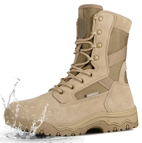 FREE SOLDIER Bottes tactiques pour hommes, 8 pouces, bottes de combat légères, durables, en cuir suédé, bottes de travail militaires, bottes de désert