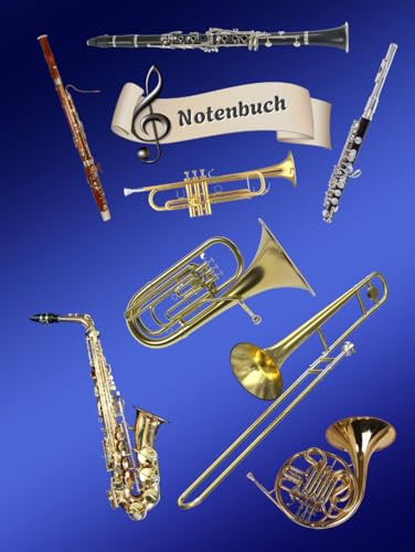 Notenheft Trompete DIN A4 Notenbuch Posaune Musikunterricht Waldhorn Notenlinienheft Große Lineatur Blasinstrumente Anfänger Kornett Querflöte ... Notensysteme Bariton Musiker Fagotte 02B02