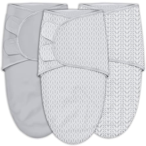 SWEET DOLPHIN 3-Pack Baby Swaddle Sleep Sacks - Newborn Swaddle Blanket with Soft Cotton - Ergonomic Wrap for Boys and Girls, 0-3 Months, Grey