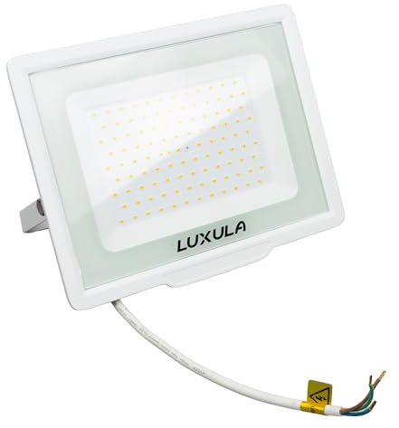 LUXULA LED Strahler Außen, 100W, 3000K Warmweiß, 10000lm, IP65 wasserdicht, Außenstrahler Fluter, Aussenleuchte Scheinwerfer, LED Außenbeleuchtung für Garten, Einfahrt, Garage, Terrasse, Weiß