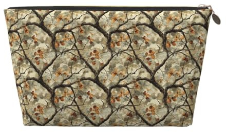 Bolsa de maquillaje con estampado de ramas y hojas de camuflaje, neceser de viaje para mujeres, bonito organizador de maquillaje de cuero