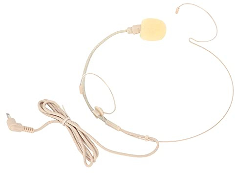 Tbest EY528 HeadMounted Headworn Microphone Single Ear Heavy Bass Headset with Screw Lock Professional Clear Sound for Lectures TV Stations Broadcast Rooms Beige