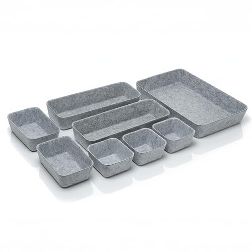 Generico Organizer per Cassetti in Feltro Set 8 Pezzi, Divisori Modulari Antiscivolo Salvaspazio, Porta Intimo, Biancheria, Calzini e Accessori per Cucina, Bagno, Armadio, Comodino e Ufficio