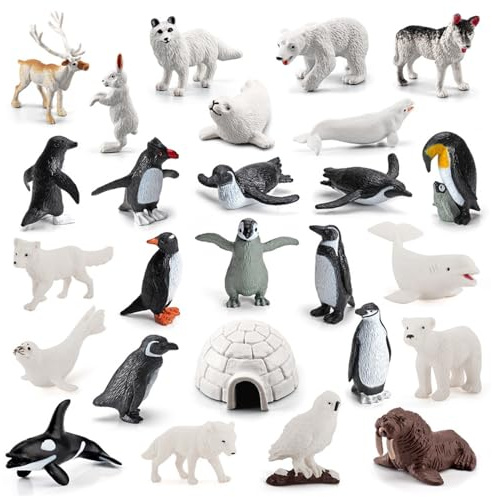 FENYW 26 Pezzi Animali Marini Giocattoli, Mini Giocattoli di Animali Oceanici, Mini Creature Marine in Plastica, Mare Giocattolo Animale Figure, foca come decorazioni natalizie, decorazioni per torte