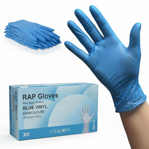 Blue Disposable Vinyl Gloves XS – Pack of 200 | Food Handling, Cleaning gloves for Healthcare, Beauty & Assembly Daily Use Gloves