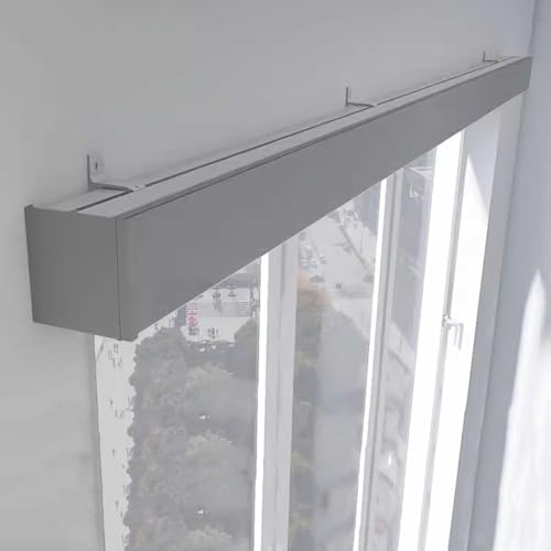 Justerbar 3 7 m (3 7 fot) järnvägsspår för vägg, metall, kapplåda, fönster, ain-stavar, integritetspaneler för badrum lägenhet (grå 280 cm/9,2 fot)